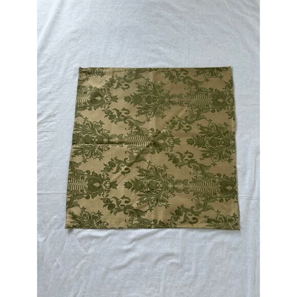 Cloth Table Napkins Set of Four, Beige & Olive Green, 20 20 Inches - Picture 2 of 6